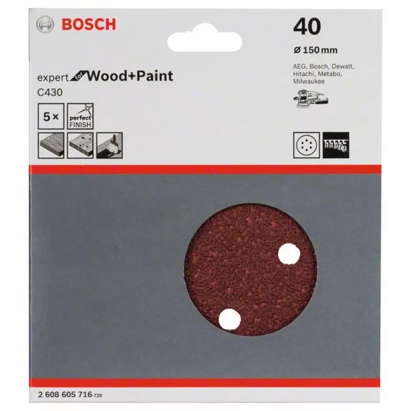 Bosch 2 608 605 716 -käsihiontatarvike, hiomapaperi P40, 5 kpl