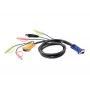 ATEN USB KVM-kaapeli 3 m, 3 m, VGA, musta, HD-15, USB A, 2 x 3,5 mm, HDB-15, 2 x 3,5 mm, pistoke