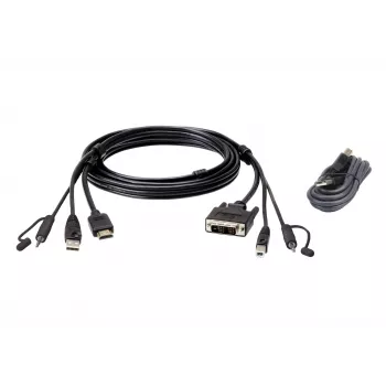 ATEN HDMI - DVI-D USB USB KVM -kaapeli äänellä; 1,8 m USB HDMI - DVI-D Secure KVM