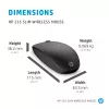 HP 235 ohut langaton hiiri, molempikätinen, optinen, RF Wireless, 1600 DPI, musta
