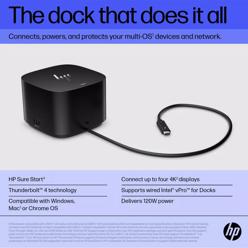 HP Thunderbolt Dock 120W G4 langallinen telakointiasema musta