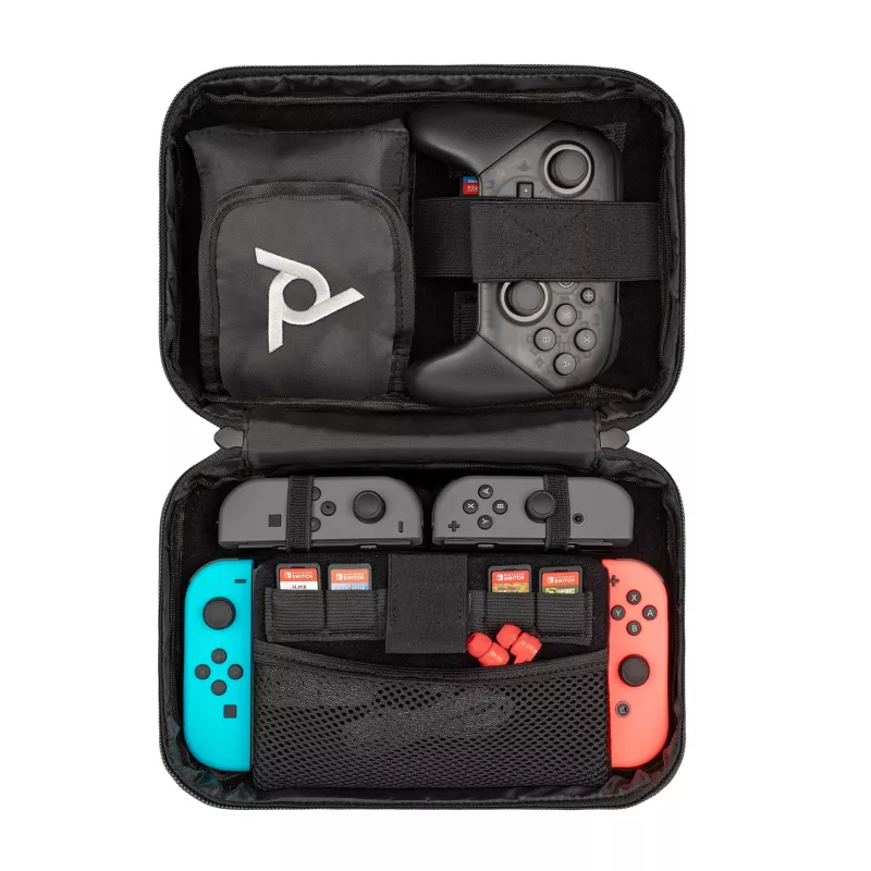 PDP Commuter Case - Elite Edition, kotelo, Nintendo, musta, harmaa, Nintendo Switch, Nintendo Switch Lite, Nintendo Switch OLED, iskunkestävä, naarmuuntumaton, vetoketju