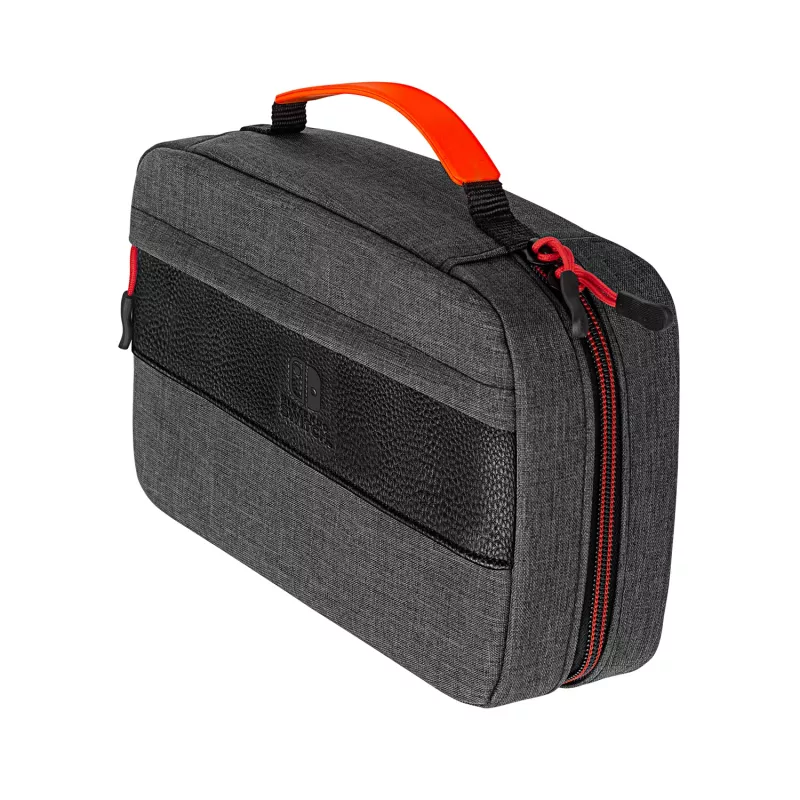 PDP Commuter Case - Elite Edition, kotelo, Nintendo, musta, harmaa, Nintendo Switch, Nintendo Switch Lite, Nintendo Switch OLED, iskunkestävä, naarmuuntumaton, vetoketju