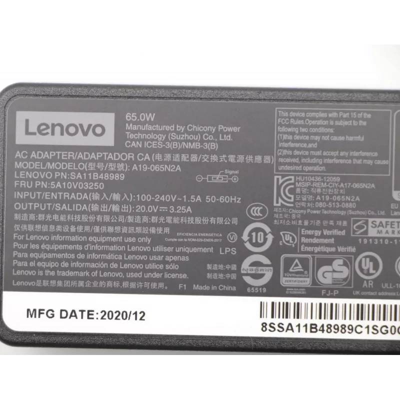 Lenovo 5A10V03250 verkkolaite/muunnin sisäkäyttöön 65 W musta