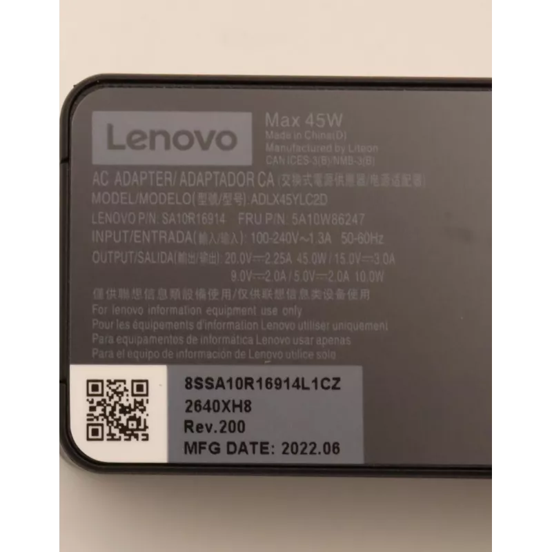 Lenovo 5A10W86247 verkkolaite sisäkäyttöön 45 W musta