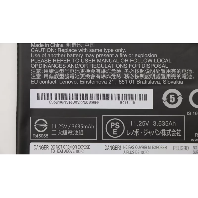 Lenovo 5B10Q13163 Chromebook-kannettavan akku L17M3PB0, 11,25 V, 42 Wh, 3-kennoinen