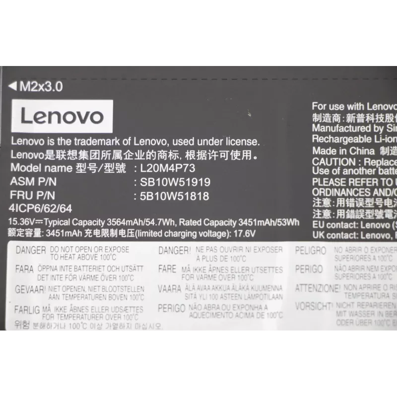 Sisäinen kannettava-akku Lenovo 5B10W51818, 54,7 Wh Li-Ion
