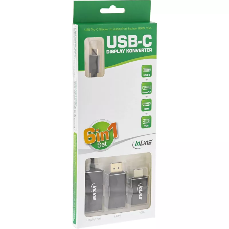 InLine USB-näyttösovitin sarja 6-in-1, 4K/60Hz musta