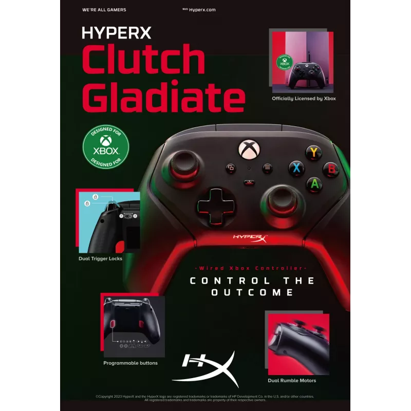 Peliohjain HyperX 6L366AA musta USB johdollinen PC Xbox One Series S X
