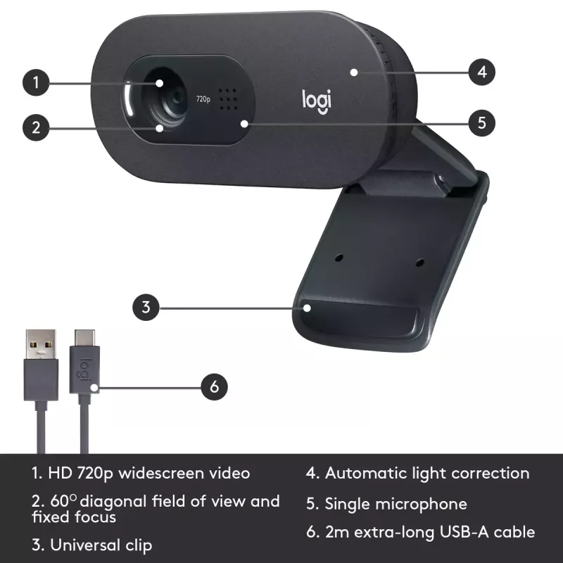 Verkkokamera Logitech C505 HD 1280x720 USB musta
