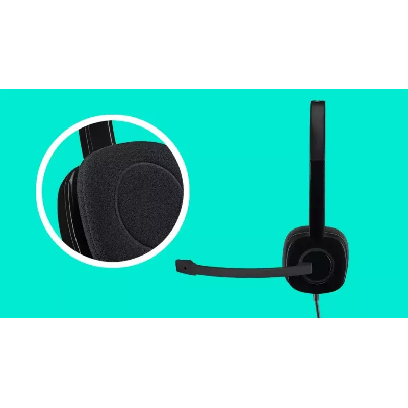 Logitech H151 stereokuulokemikrofoni melua vaimentavalla mikrofonilla, langallinen, musta