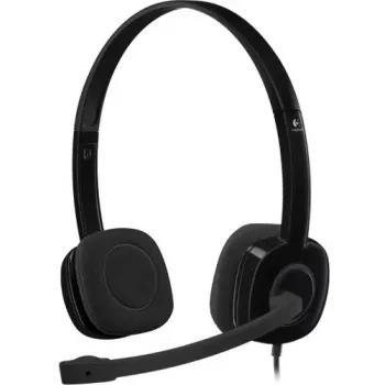 Logitech H151 stereokuulokemikrofoni melua vaimentavalla mikrofonilla, langallinen, musta