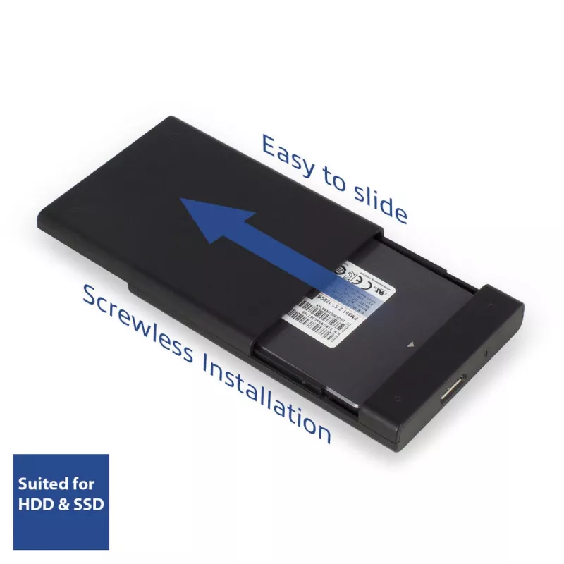 HDD/SSD-kotelo ACT 2,5 tuuman SATA-kiintolevykotelo ruuviton USB 3.2 Gen1