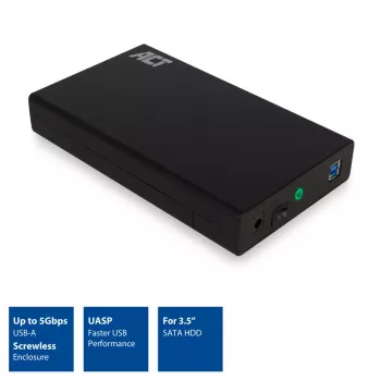 HDD/SSD-kotelo ACT AC1405 3,5 tuuman SATA USB 3.2 Gen1 musta