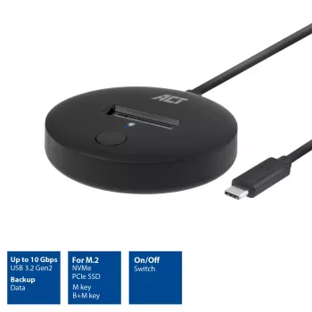 ACT M.2 NVMe/PCIe SSD telakointiasema USB-C 3.2 Gen2 musta