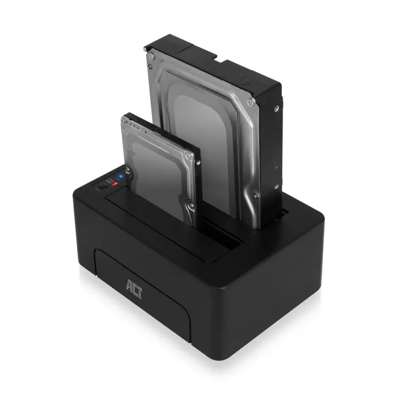 ACT AC1504 kaksois-HDD-telakointiasema, USB 3.2 Gen 1, musta