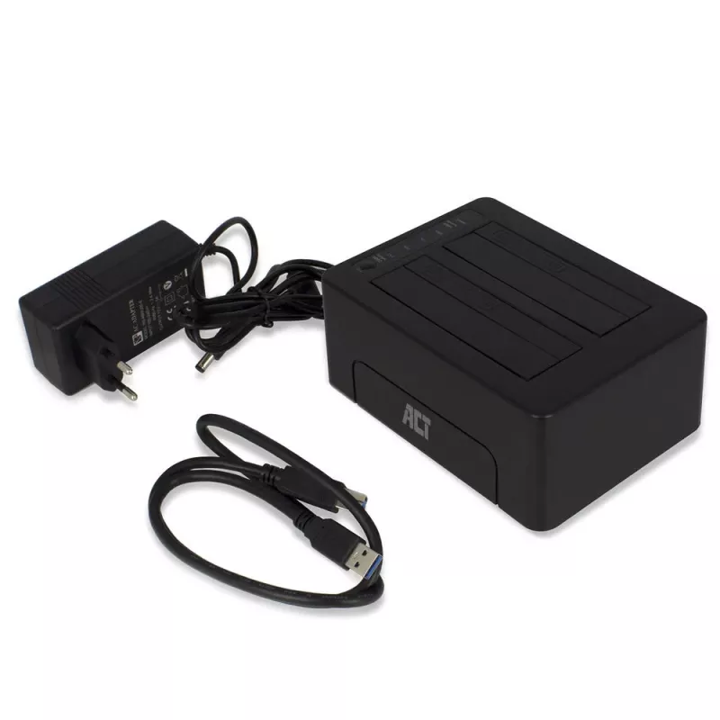 ACT AC1504 kaksois-HDD-telakointiasema, USB 3.2 Gen 1, musta