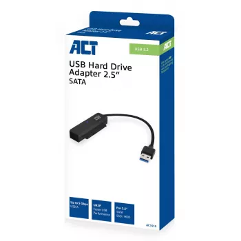 ACT USB-sovitinkaapeli 2,5 tuuman SATA HDD/SSD AC1510 0,15 m musta