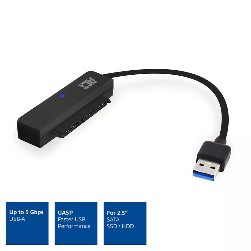 ACT USB-sovitinkaapeli 2,5 tuuman SATA HDD/SSD AC1510 0,15 m musta