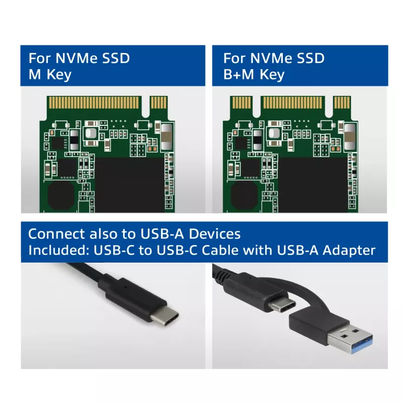 SSD-kotelo ACT AC1615 USB-C M.2 NVMe PCIe 10 Gbit/s musta