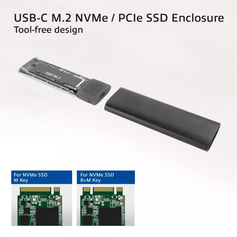 SSD-kotelo ACT AC1615 USB-C M.2 NVMe PCIe 10 Gbit/s musta
