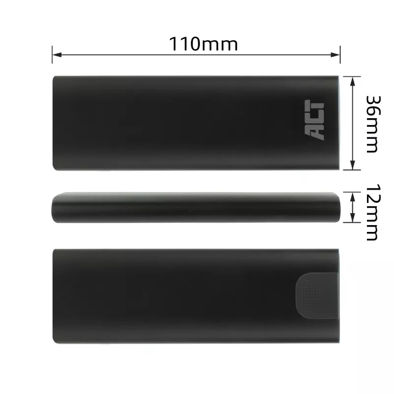 SSD-kotelo ACT AC1615 USB-C M.2 NVMe PCIe 10 Gbit/s musta