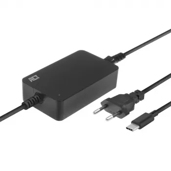 ACT USB-C kannettavan tietokoneen laturi Power Delivery -profiileilla 65 W, kannettava, sisäkäyttö, 100–240 V, 50/60 Hz, 65 W, 5–20 V