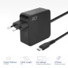 ACT USB-C kannettavan tietokoneen virtalähde 65W Power-Delivery-profiileilla, 2 metriä