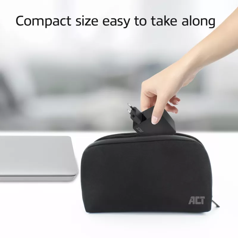 ACT USB-C kannettavan tietokoneen virtalähde 65W Power-Delivery-profiileilla, 2 metriä