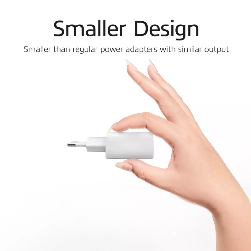 ACT USB-C & USB-A laturi 20 W Power Delivery PPS, Quick Charge, GaNFast
