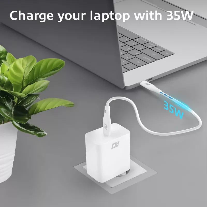 USB-C laturi ACT 35W Power Delivery PPS GaNFast yleismalli