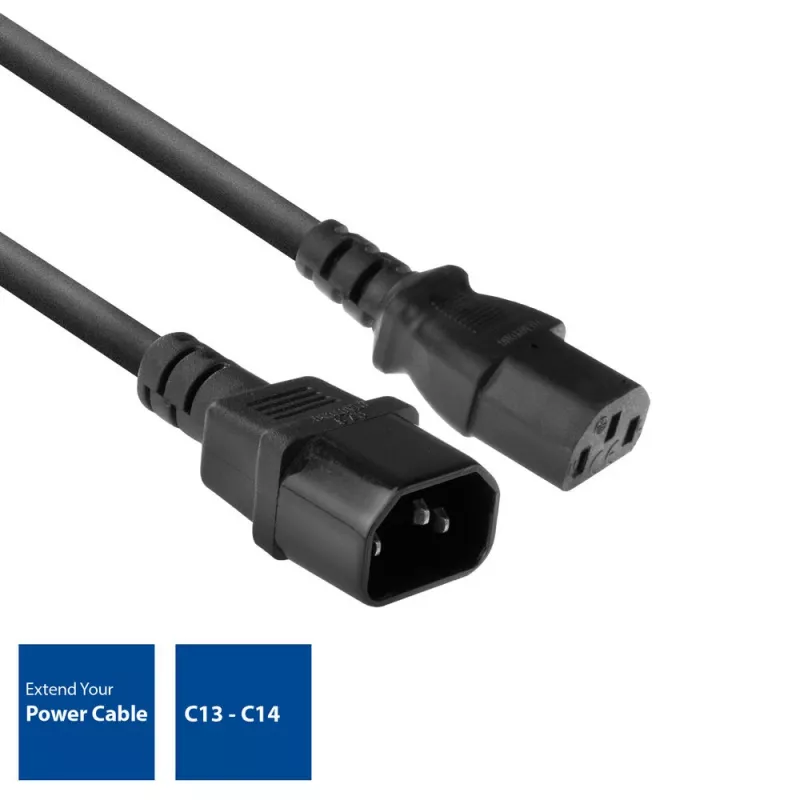 Virtakaapeli C13 C14 musta 1,8 m ACT Powercord