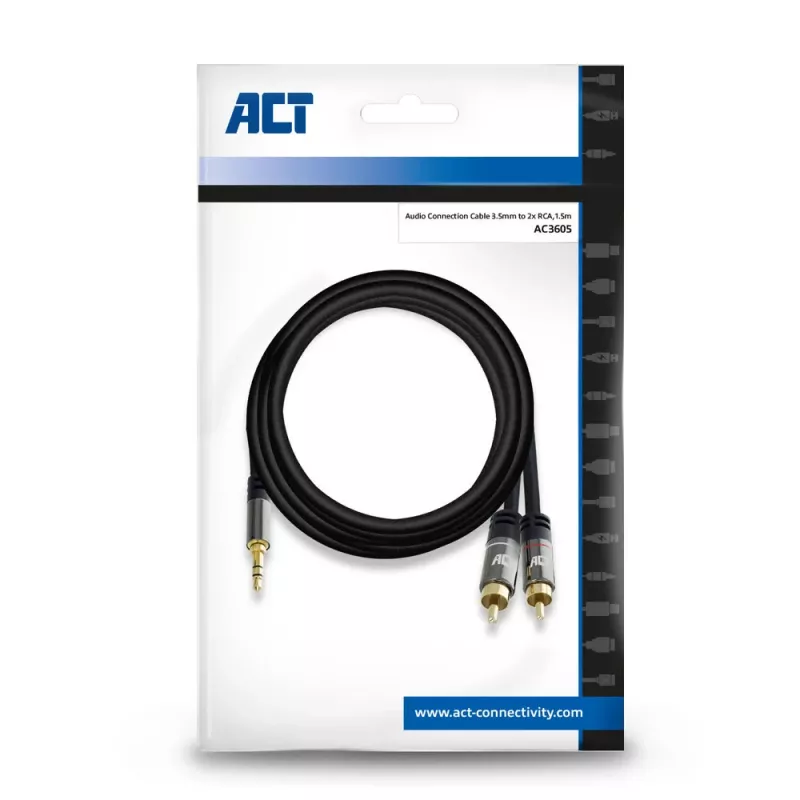 Audiokaapeli ACT AC3605 1,5 m 3,5 mm - 2 x RCA musta