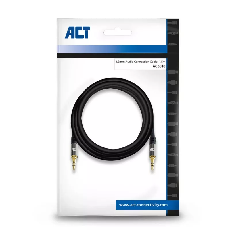 ACT 1,5 m laadukas stereo-audiokaapeli 3,5 mm kuulokeplugi – plugi