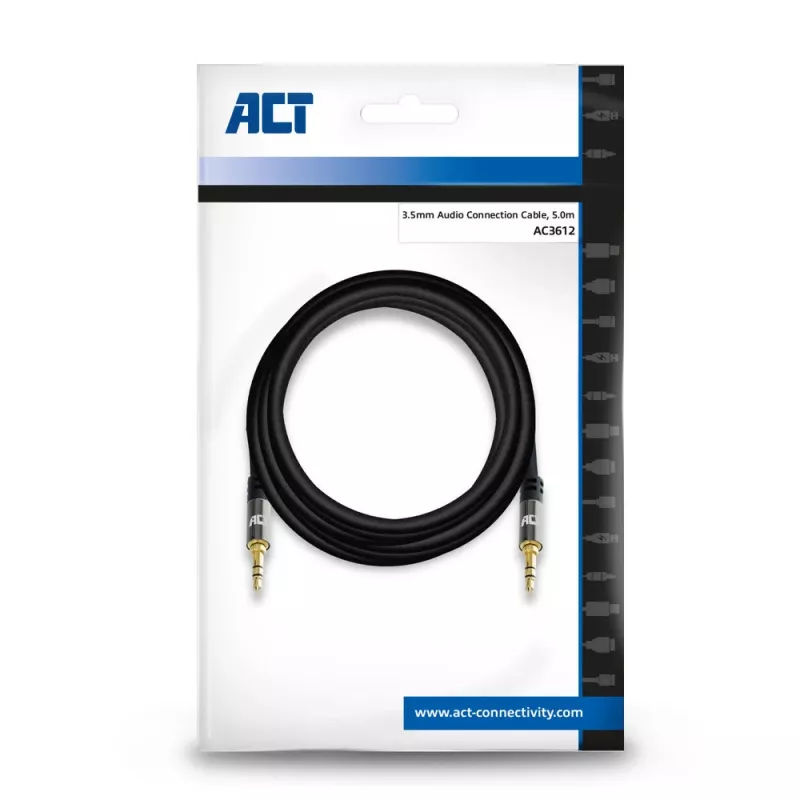 ACT 5 metriä laadukas stereo-audiokaapeli 3,5 mm kuulokeplugi - plugi