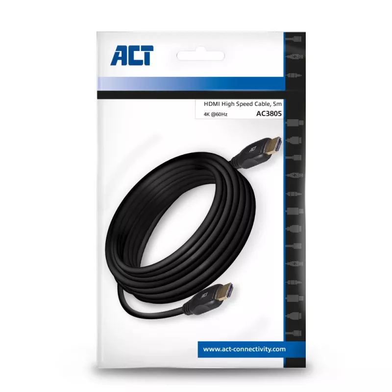 ACT 5 metrin HDMI Ultra High Speed -videokaapeli v2.0 HDMI-A uros - HDMI-A uros