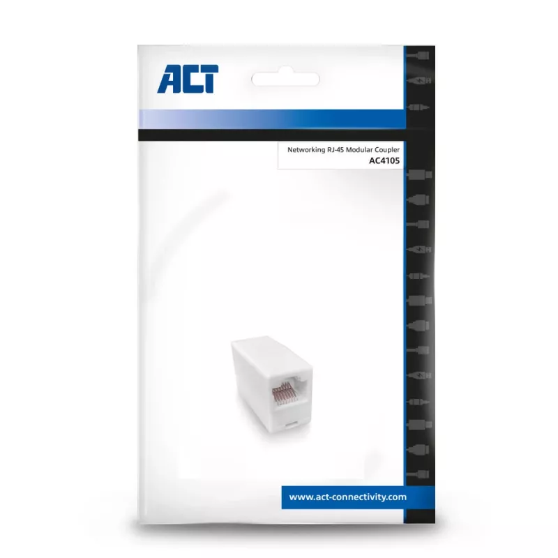 Modulaarinen RJ-45-liitinyhdistin ACT AC4105 valkoinen liitäntä 1 RJ-45 liitäntä 2 RJ-45