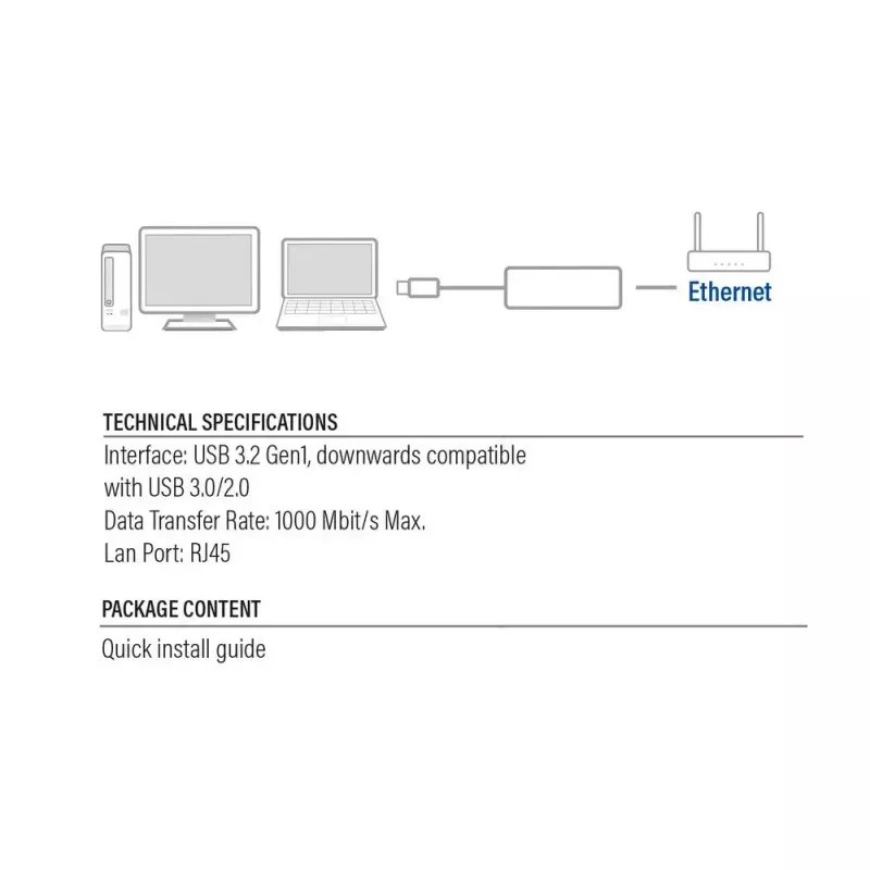 Verkkokortti ACT AC4410 Ethernet 1000 Mbit/s langallinen USB