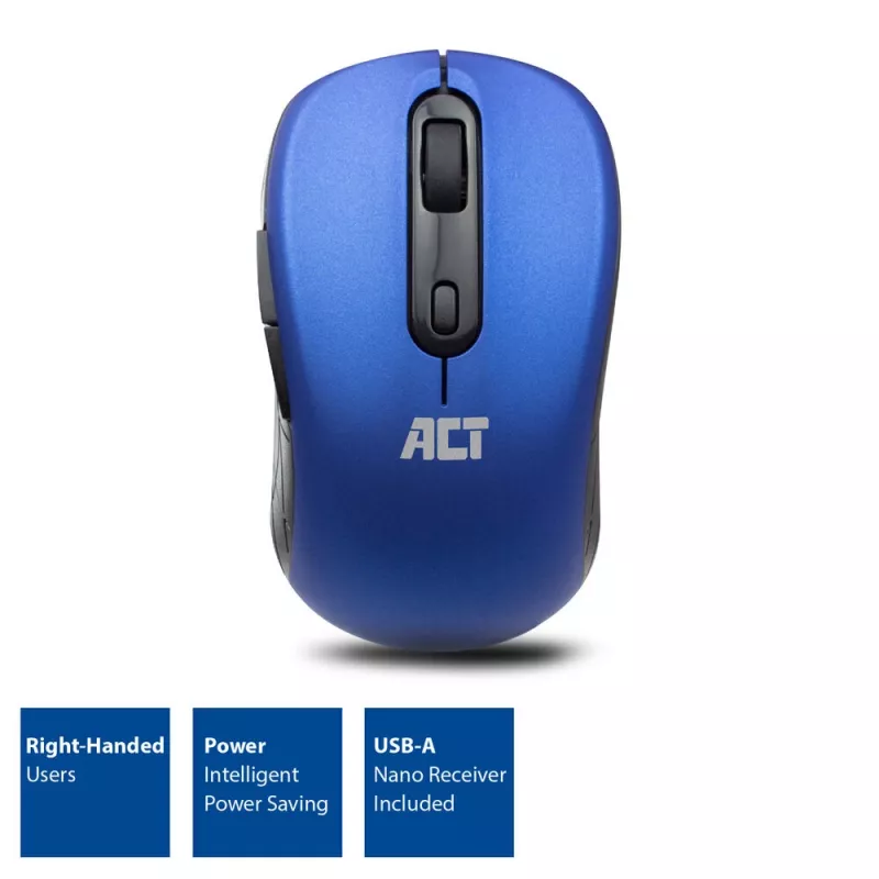 ACT AC5140 molempikätinen langaton hiiri, 1600 DPI, RF Wireless, sininen/musta