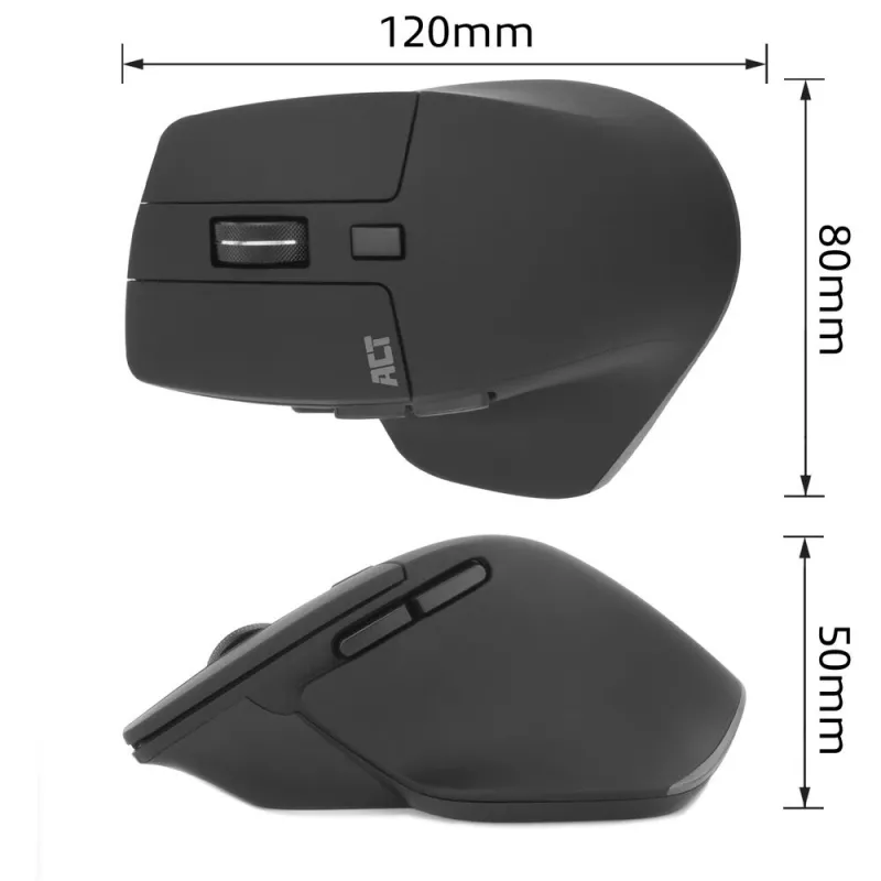 ACT langaton Multi-Connect-hiiri Bluetooth tai USB-A-vastaanotin, 2400 DPI hiljaisella klikkauksella, ympäristöystävällinen
