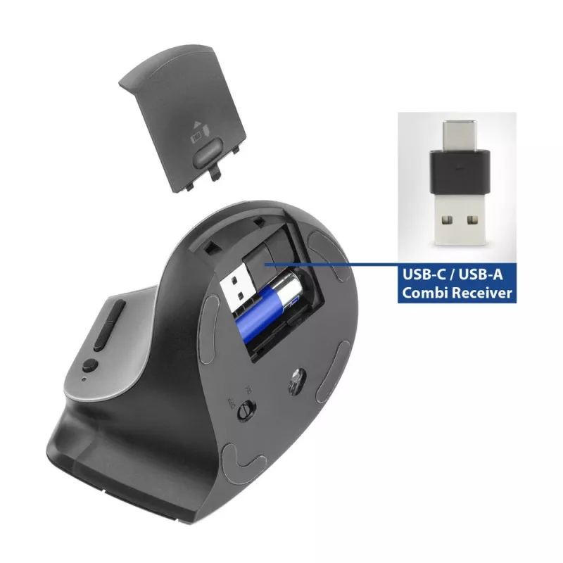 ACT langaton ergonominen hiiri Bluetoothilla ja USB-C/USB-A
