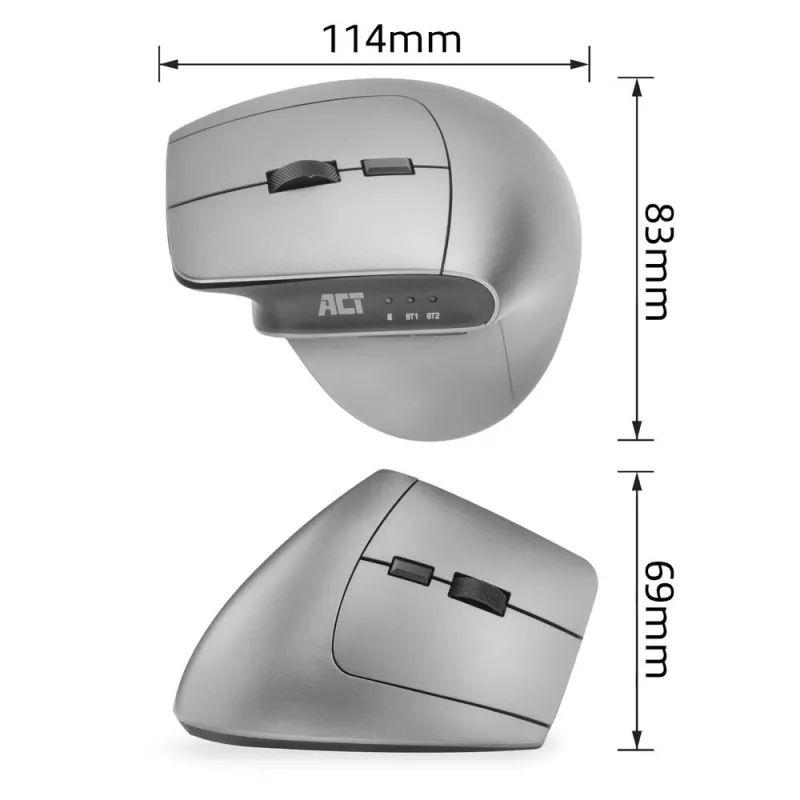 ACT langaton ergonominen hiiri Bluetoothilla ja USB-C/USB-A