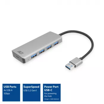 USB-keskitin ACT AC6121 Type-A 5000 Mbit/s alumiini