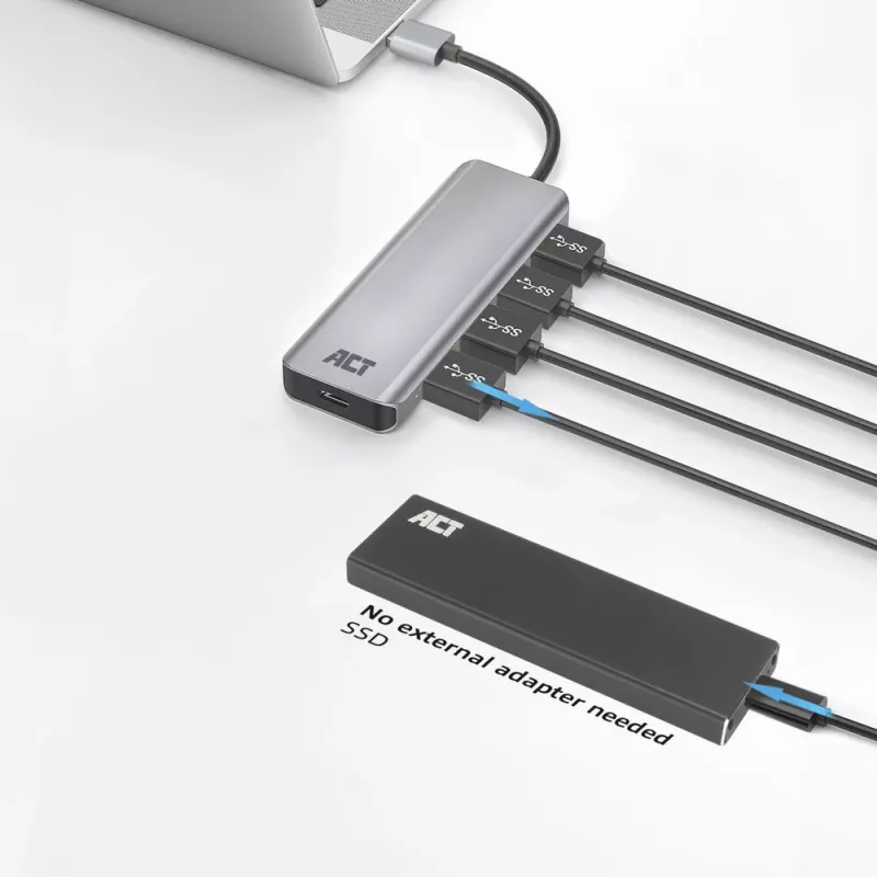 USB-keskitin ACT AC6121 Type-A 5000 Mbit/s alumiini