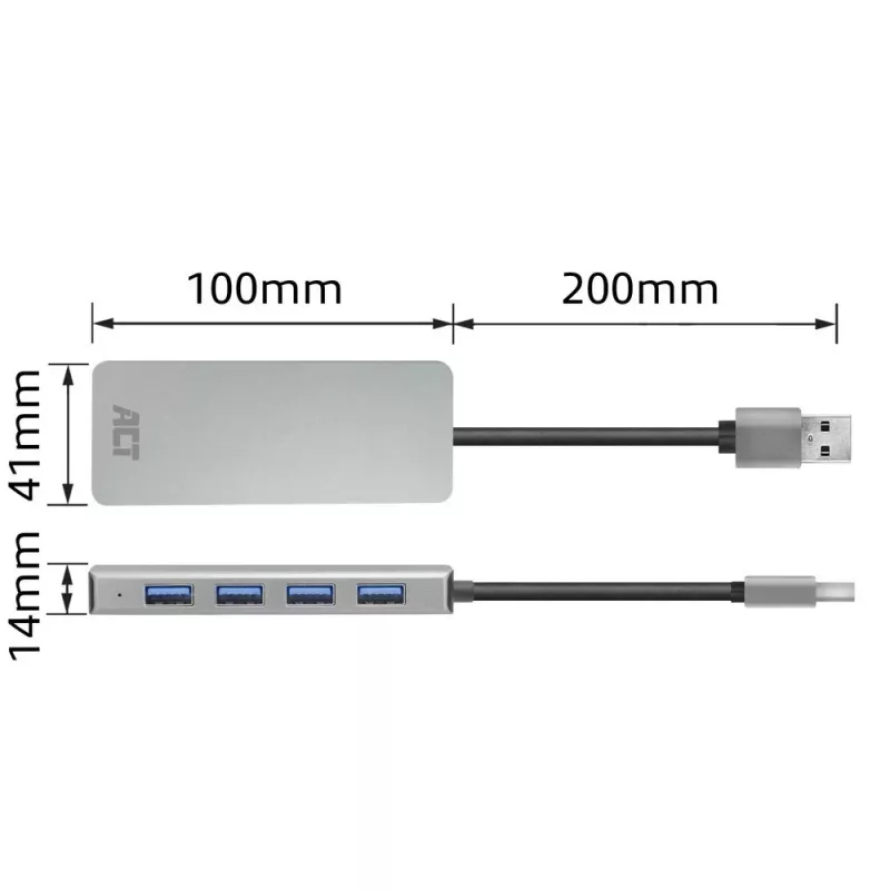 USB-keskitin ACT AC6121 Type-A 5000 Mbit/s alumiini