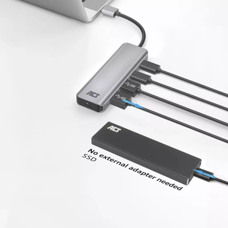 USB-keskitin ACT AC6125 3.2 Gen 1 Type-A 5000 Mbit/s harmaa