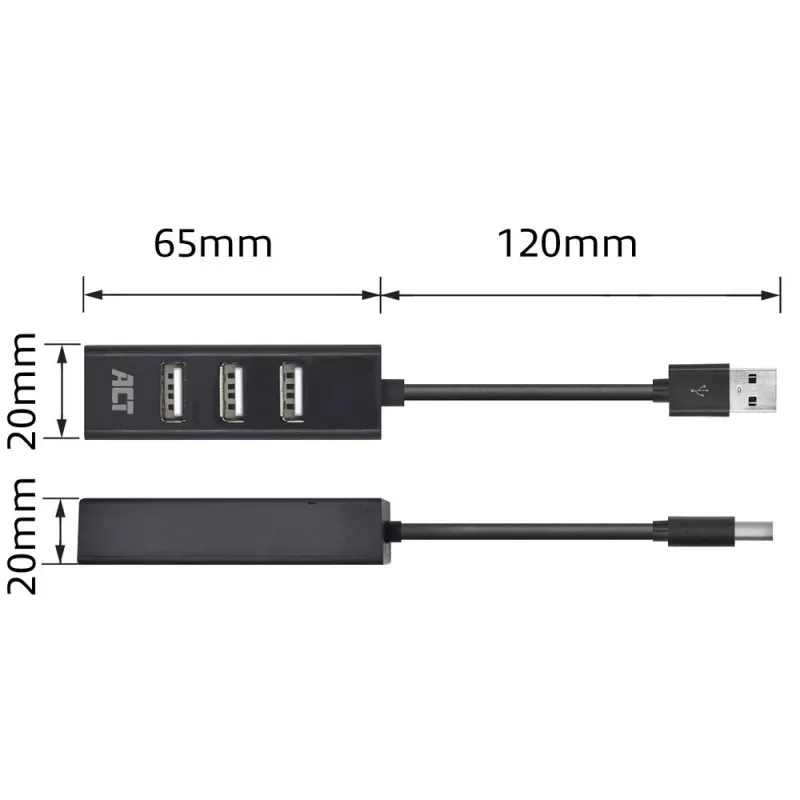 USB-keskitin ACT AC6205 2.0 480 Mbit/s musta 0,12 m