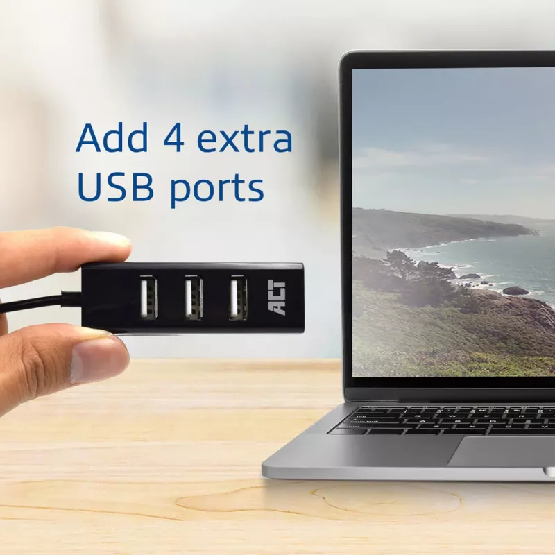 USB-keskitin ACT AC6205 2.0 480 Mbit/s musta 0,12 m