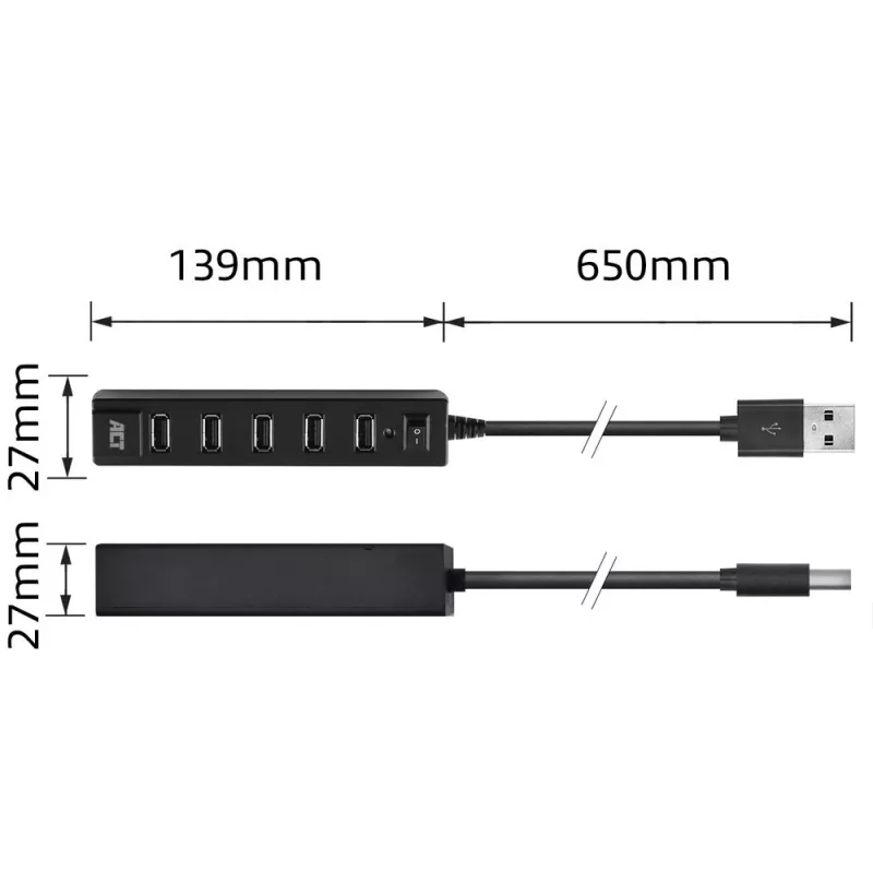 USB-keskitin ACT AC6215 480 Mbit/s musta