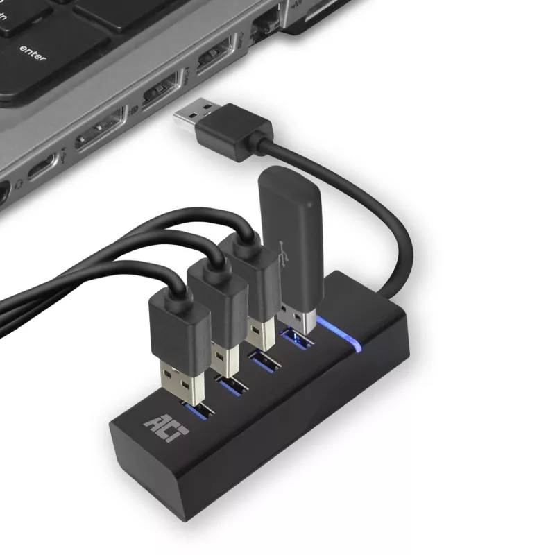ACT AC6300 USB 3.2 Gen 1 -keskitin Type-A 5000 Mbit/s musta
